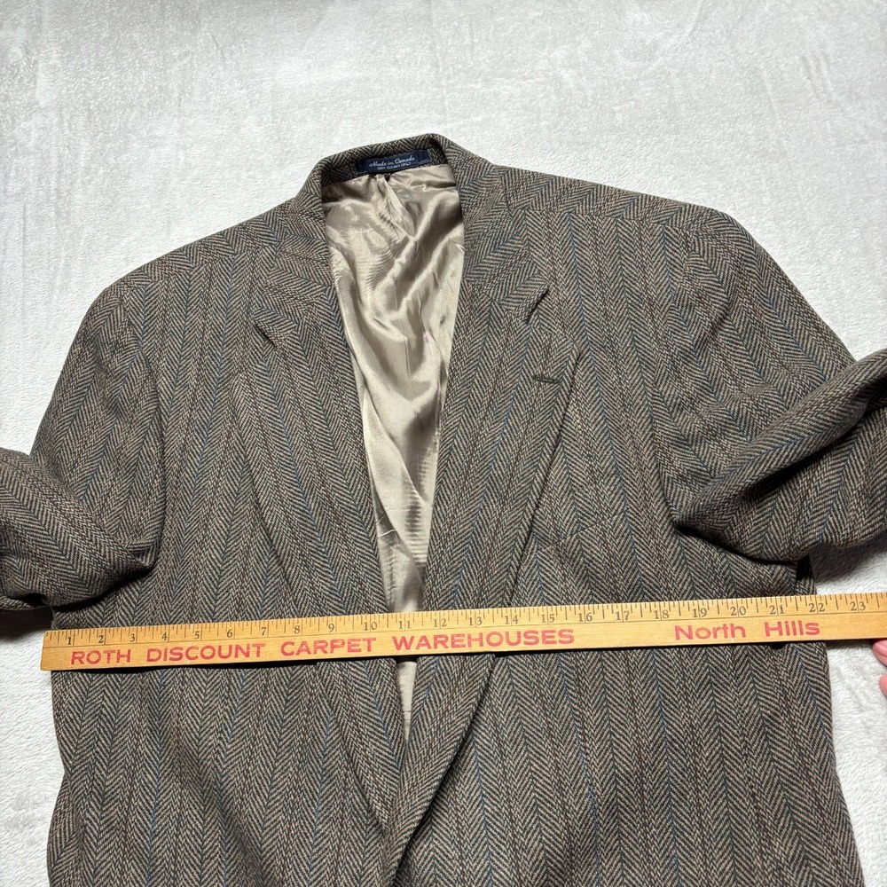 Vintage Chaps Ralph Lauren Blazer Mens 44T Wool Herringbone Stripe Sport Coat - Picture 8 of 12